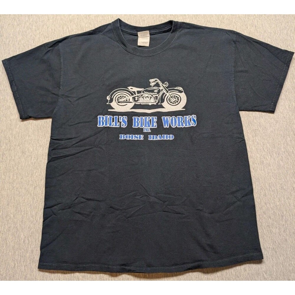 Bill's Bike Works Inc Boise Idaho Gildan Black Short Sleeve Size Large Biker
